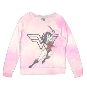 DC Comics Wonder Woman Sweatshirt Light Pink Tie Dye Juniors Size S Small 3 5